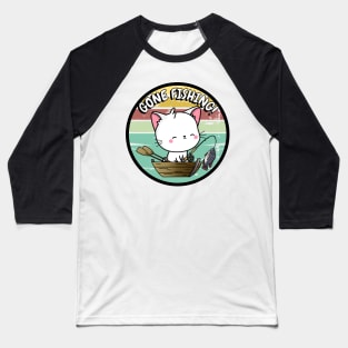 Cute white cat has gone fishing Baseball T-Shirt